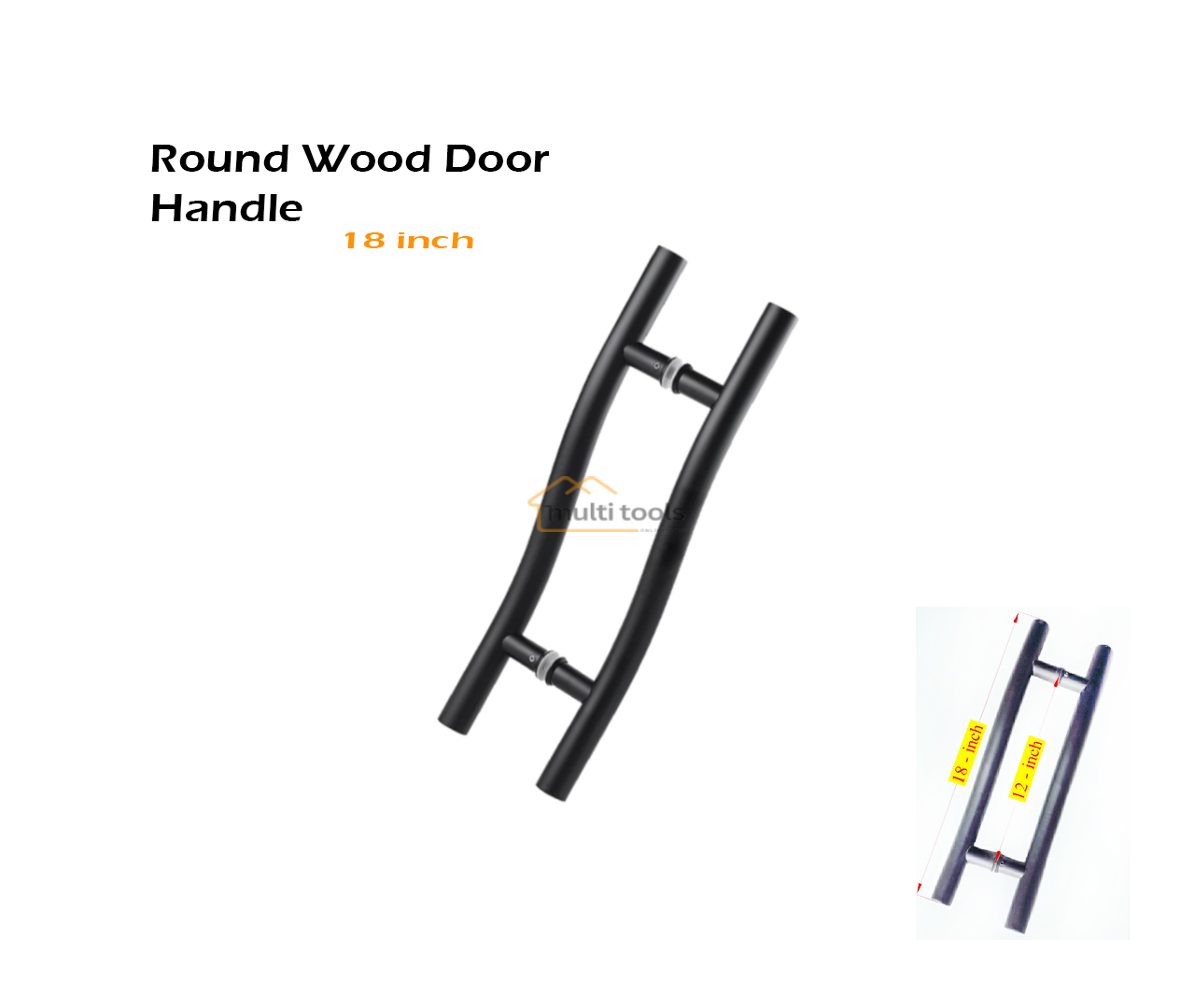 18 Inch S-Shaped Front Door Handle Black